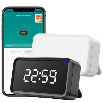 Tuya ZigBee gateway Display orario Alexa Google Home Bluetooth Mesh Wireless Bridge Hub Smart Multi mode Gateway