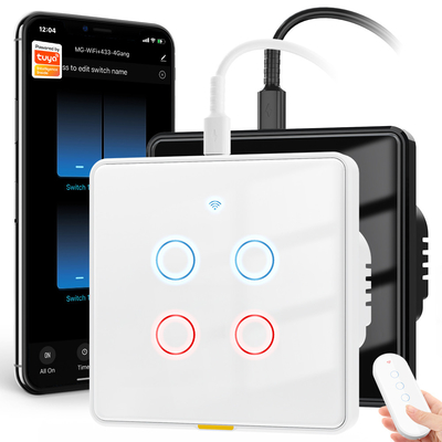Tuya Switch Wi-Fi Tipo c Timing Voice App Google Home Smart Home UE Light Touch Wall WIFI RF433 110-240v Switch Alexa