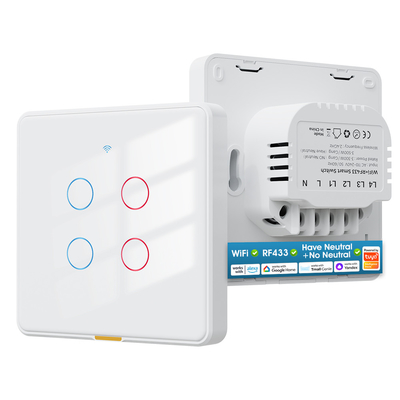 Tuya Wi-Fi Switch RF433 controllo Timing Voice App Alexa, Google Home Smart Home Senza filo neutro Wi-Fi UE Switch a muro