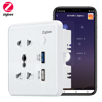 Zigbee Smart Socket Tempered Glass Quick Fast Charger 3.0 Usb Timing di ricarica Google Home Alexa TuyaUS UE UK Plug