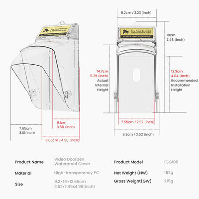 SMATRUL Copertura antipioggia per videocitofono Design orientabile per esterni Promemoria antifurto Compatibile con videocitofono per accesso alla porta
