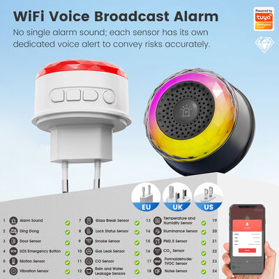 buy Sirena intelligente Tuya Wifi per la sicurezza domestica, allarme sonoro e luminoso, sensore, spina EU US UK, Smart Home Life APP per sensore di vibrazione CO VOC PIR e presenza umana fabbricazione online
