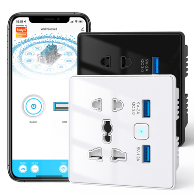 Buon prezzo Tuya Wifi Smart Socket Tempered Glass Fast Charger 3.0 USB Smart Home Automation Google Home Alexa Universale Stati Uniti UE Regno Unito in linea