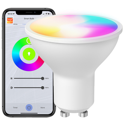 Buon prezzo Smart Bulb RGBCW 5W Lampade dimmabili Controllo remoto Lavorare con Alexa Google Home Tuya GU10 WiFi Smart Light Lampade LED in linea